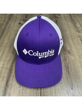 K State Collegiate Columbia PFG Purple White Mesh Back Flexfit Hat Sz L / XL